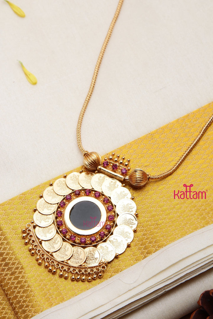 Goldtone Lakshmi Coin Necklace ( No Earrings ) - N3192