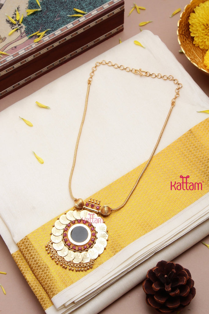 Goldtone Lakshmi Coin Necklace ( No Earrings ) - N3192