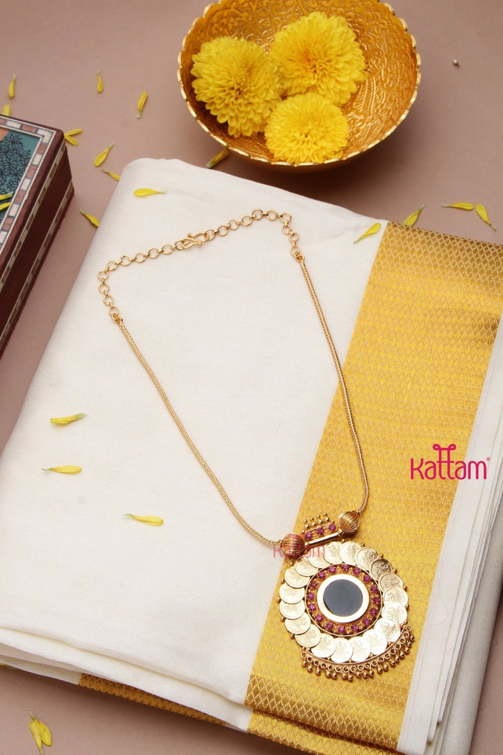 Goldtone Lakshmi Coin Necklace ( No Earrings ) - N3192