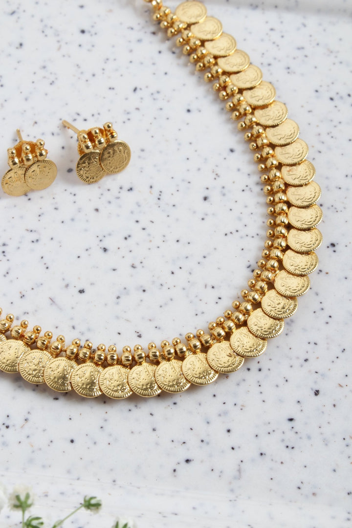Goldtone Lakshmi Kaasu Coin Choker - N2601