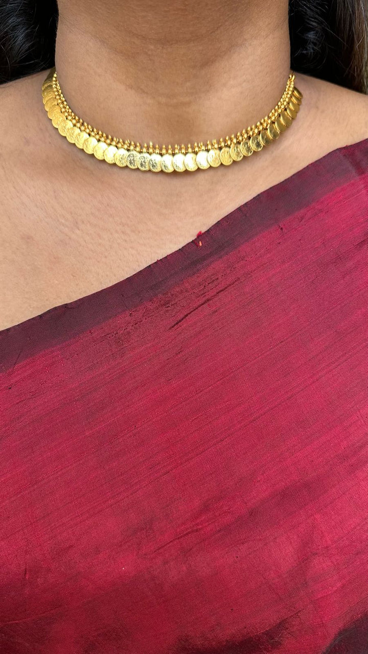 Goldtone Lakshmi Kaasu Coin Choker - N2601