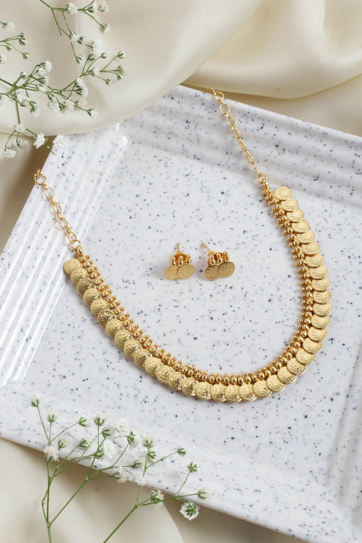 Goldtone Lakshmi Kaasu Coin Choker - N2601