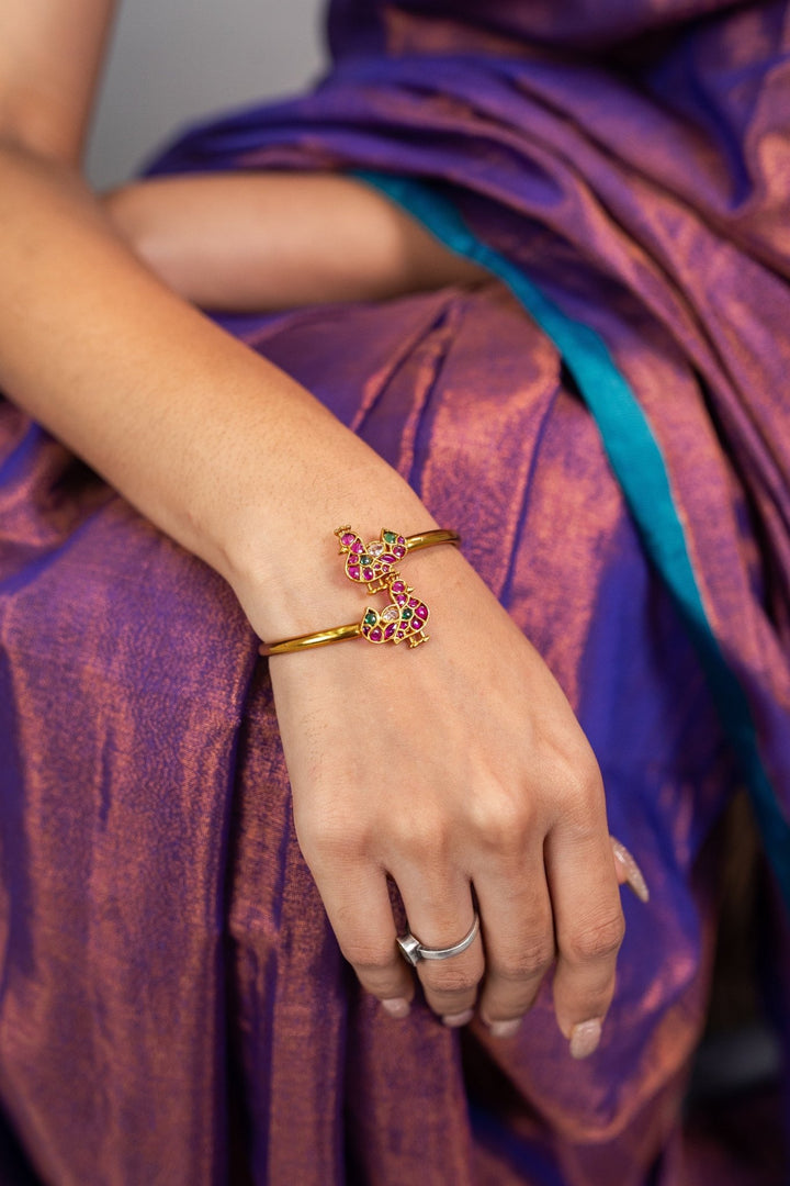 Goldtone Peacock Kada - B406