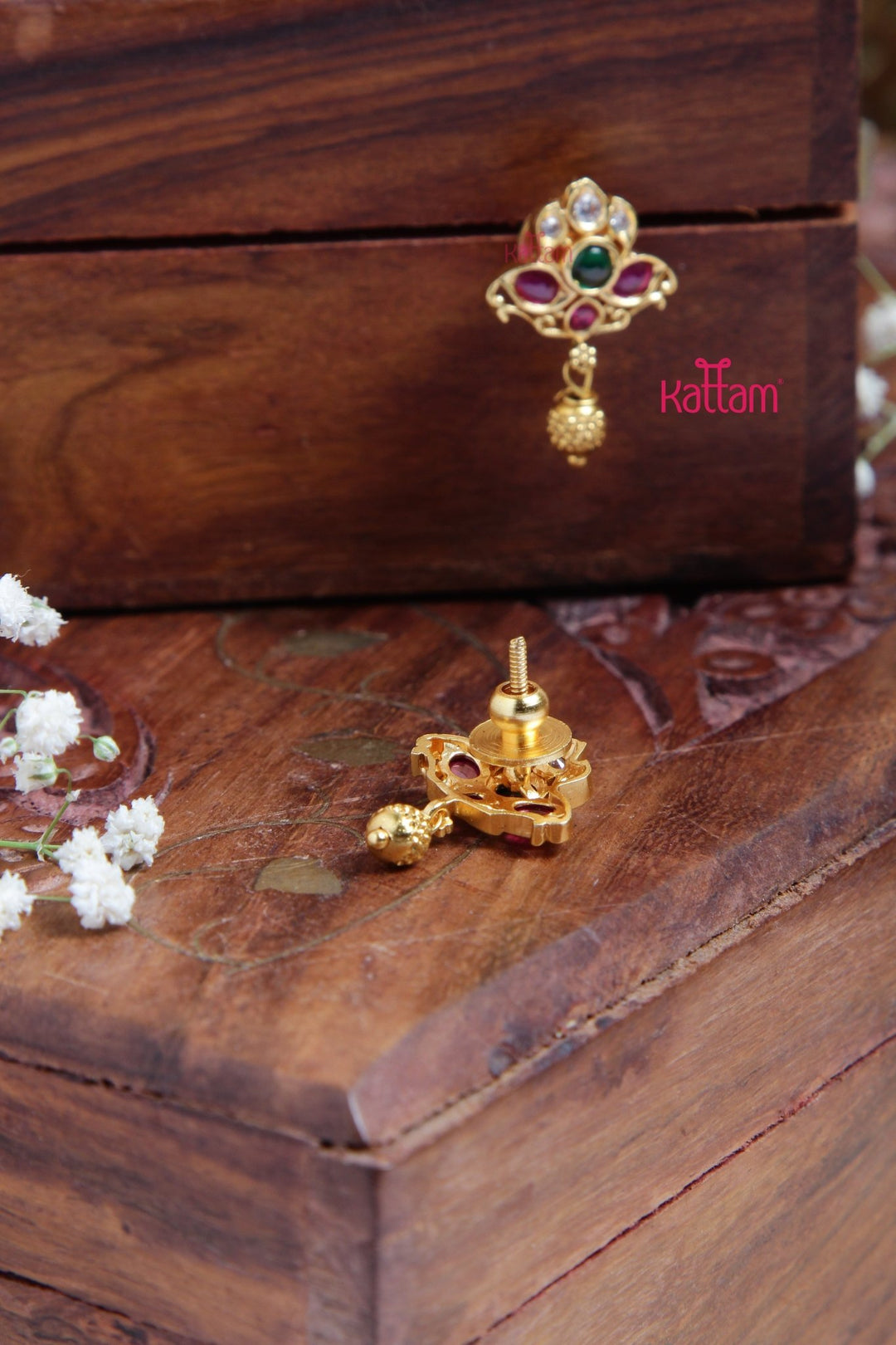 Goldtone Tiny Flower Drop Earring - E912
