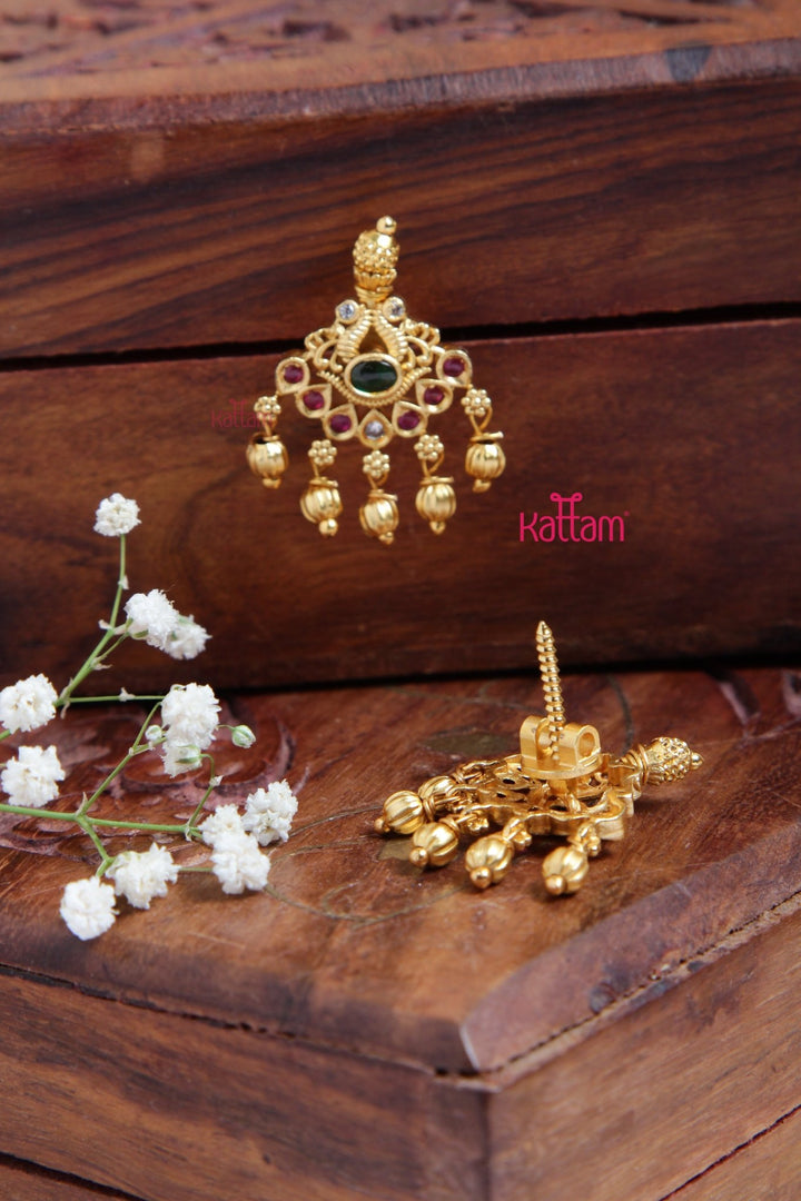 Goldtone Twin Peacock Drop Earring - E914