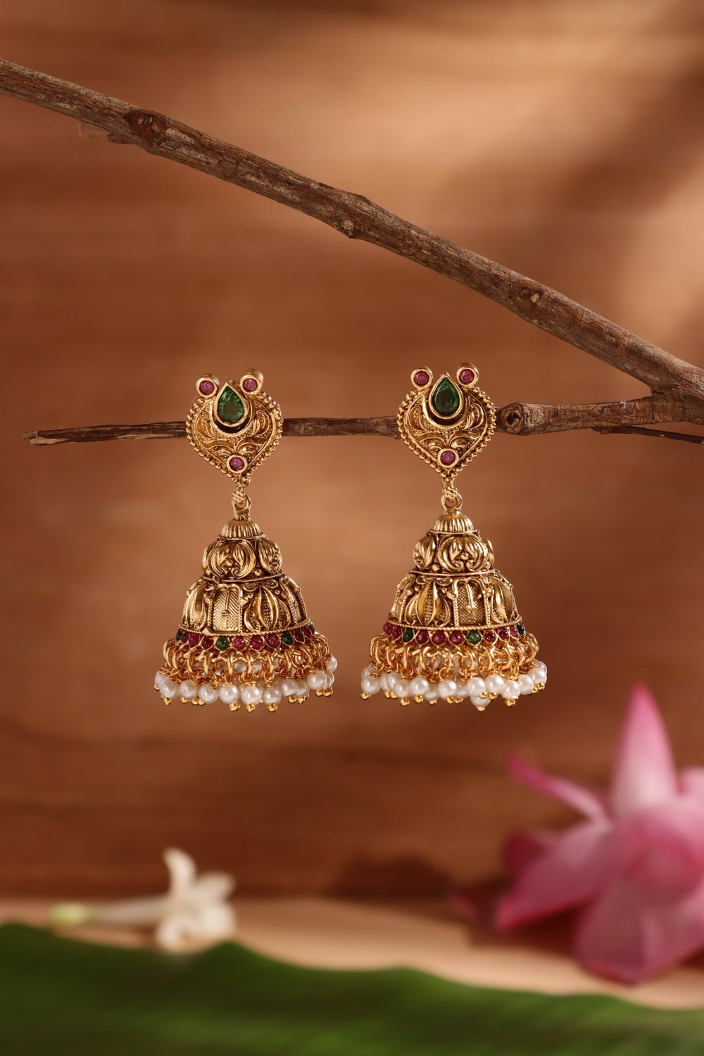 Gopuram Patterned Jhumka - E1459