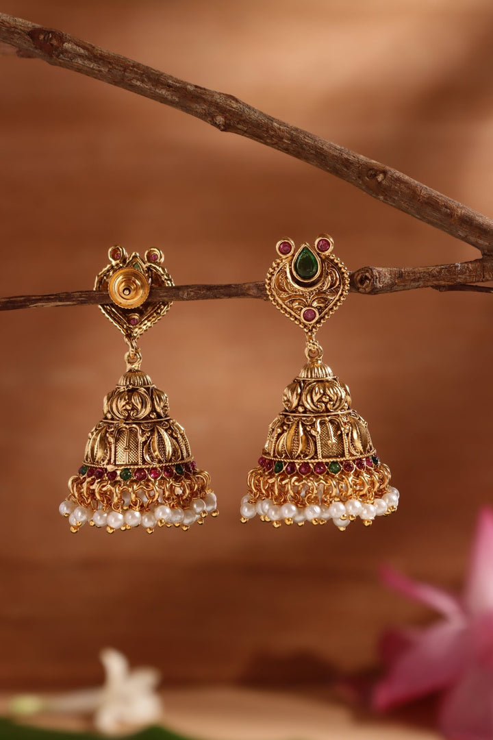 Gopuram Patterned Jhumka - E1459