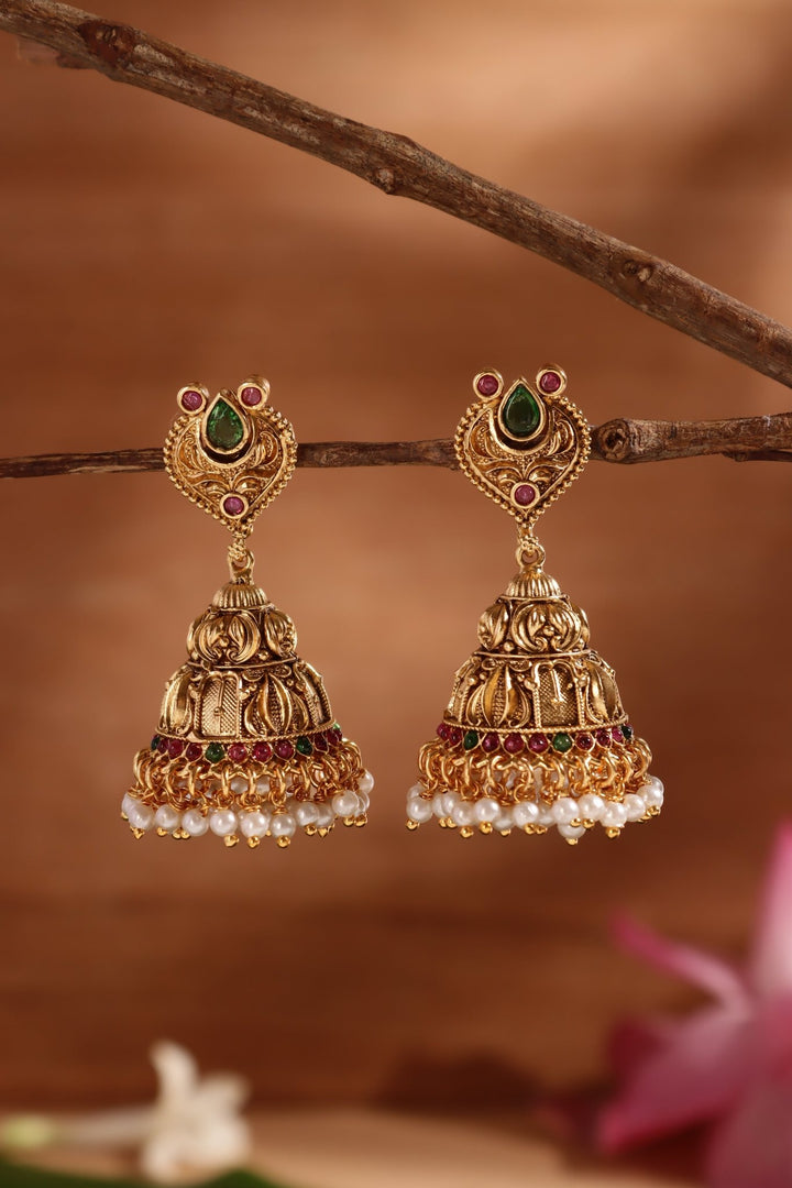 Gopuram Patterned Jhumka - E1459