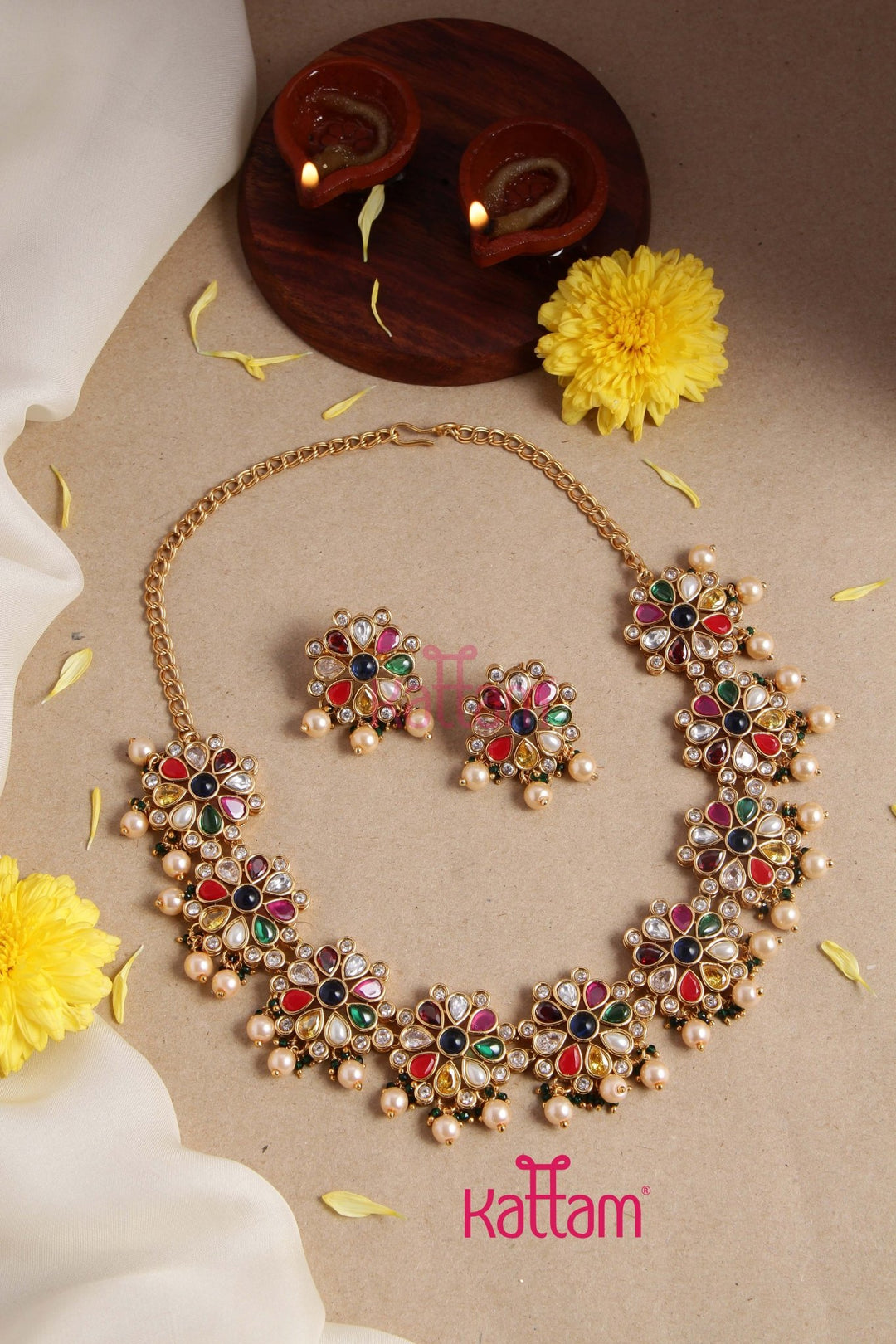 Grand Navarathana Stone Choker - Design 2 - N2882