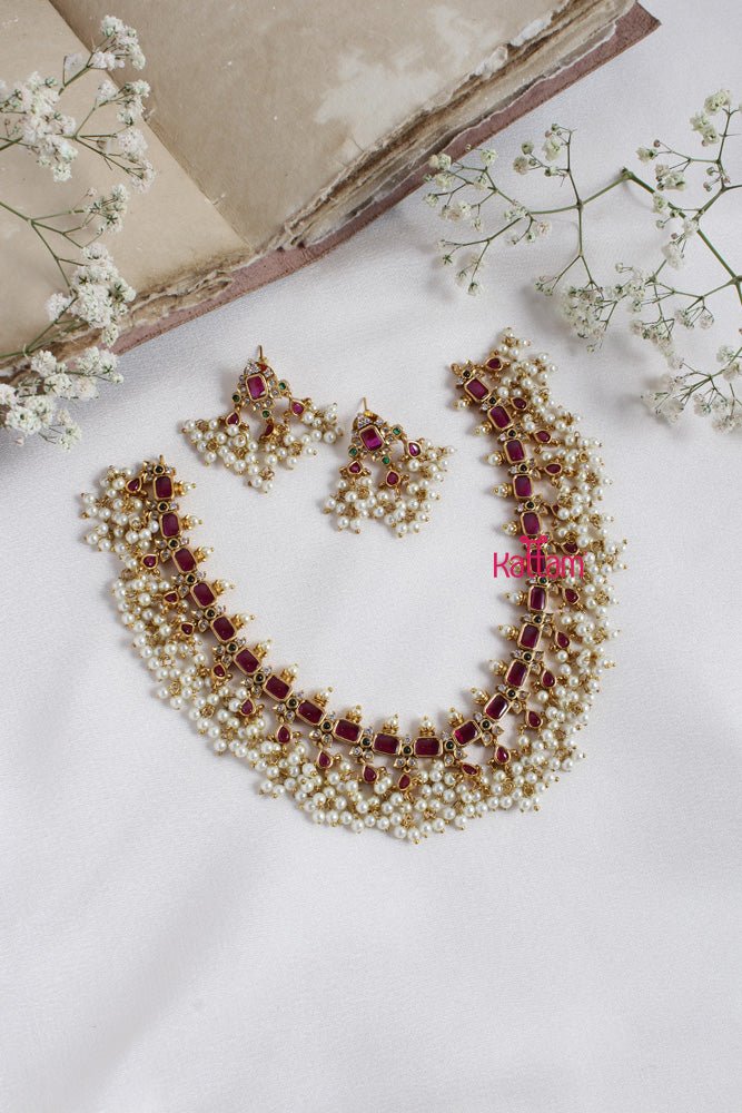 Grand Ruby Guttapusalu Necklace Set - N2317