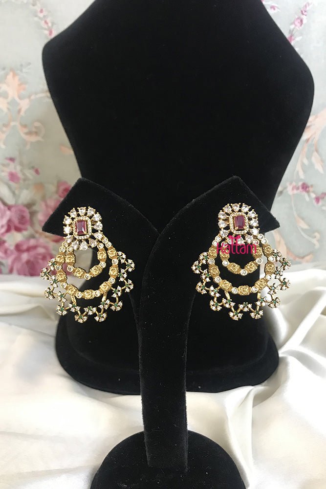 Grand Stone Flower Drop Earring - E478