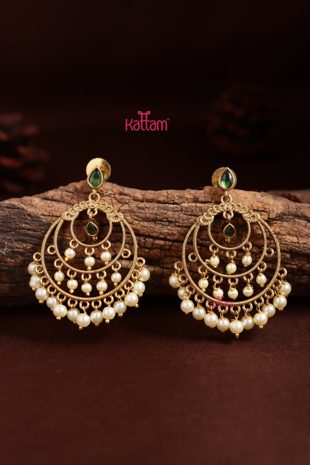 Green Chandbali Statement Earring - E1359