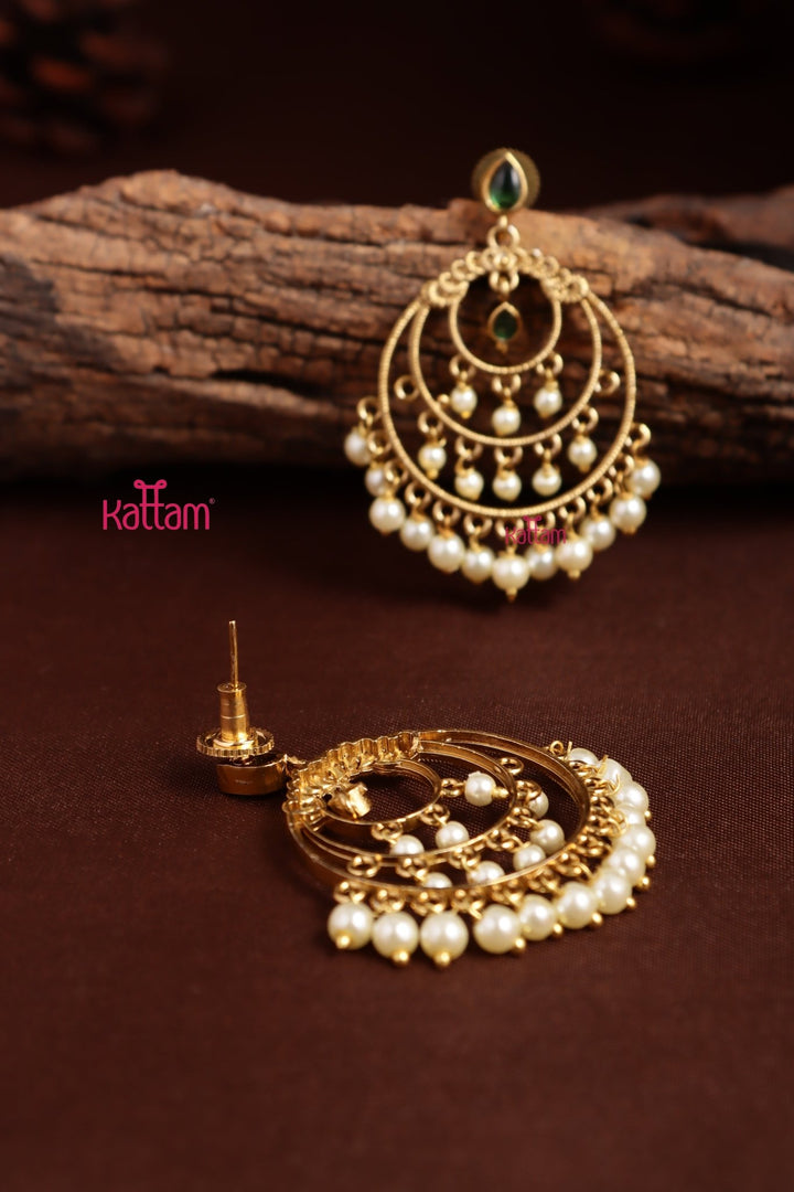 Green Chandbali Statement Earring - E1359