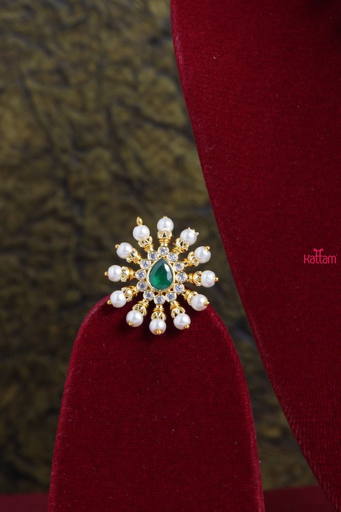 Green Stone Drop Pearl Choker - N1783