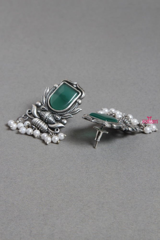 Green Victoria Silver Earrings - E340