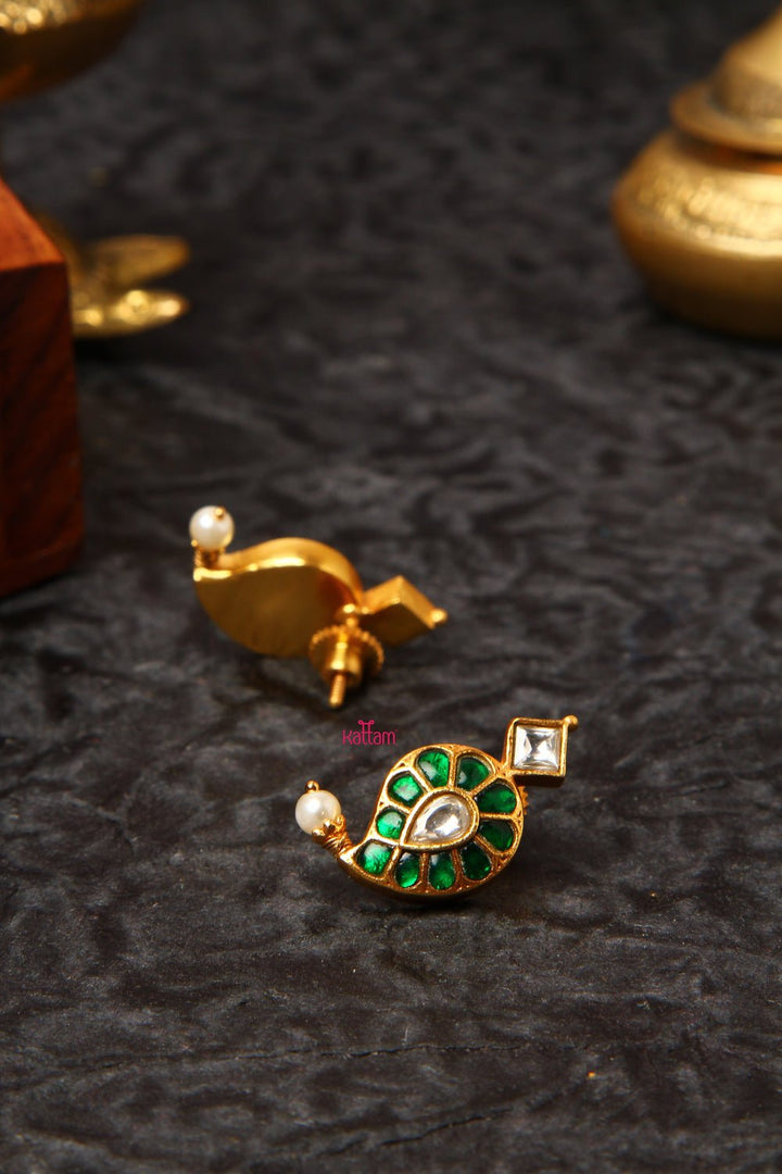 Green White Kundan Jadau Top - E040
