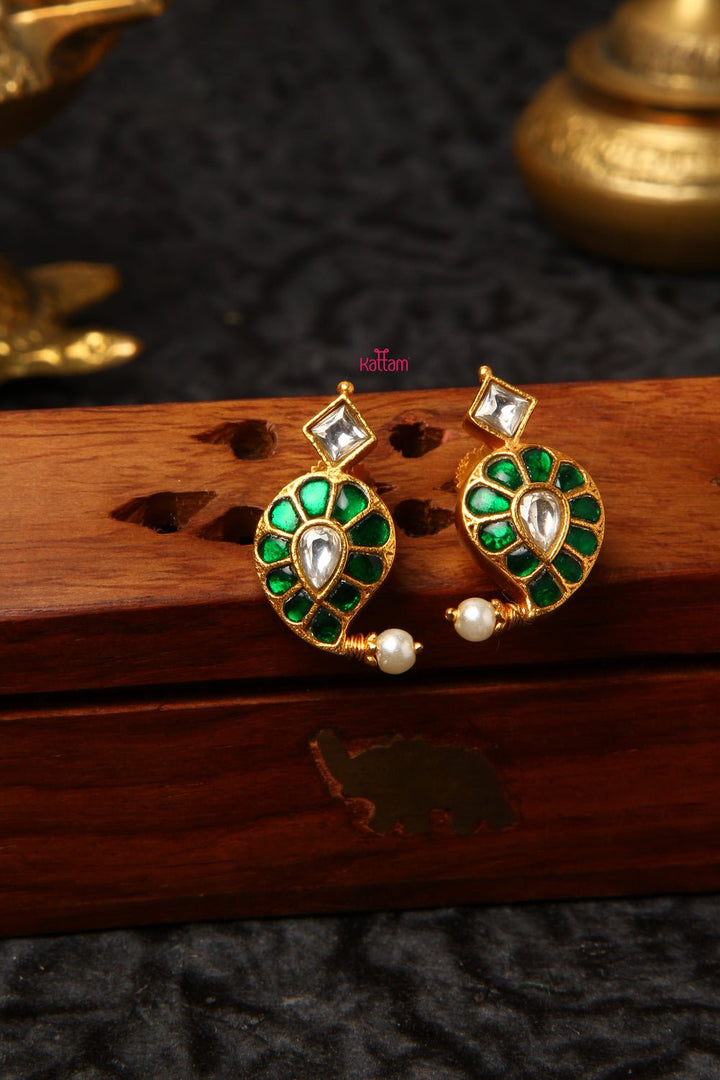 Green White Kundan Jadau Top - E040