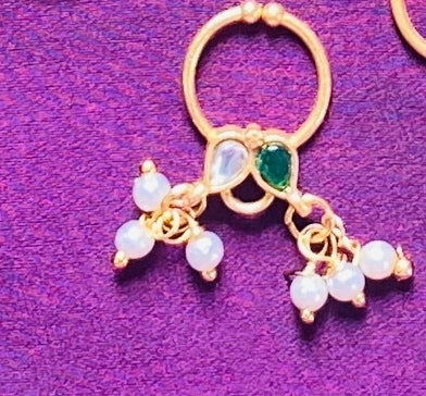 Kundan Drop Pearl Septum Nosepin