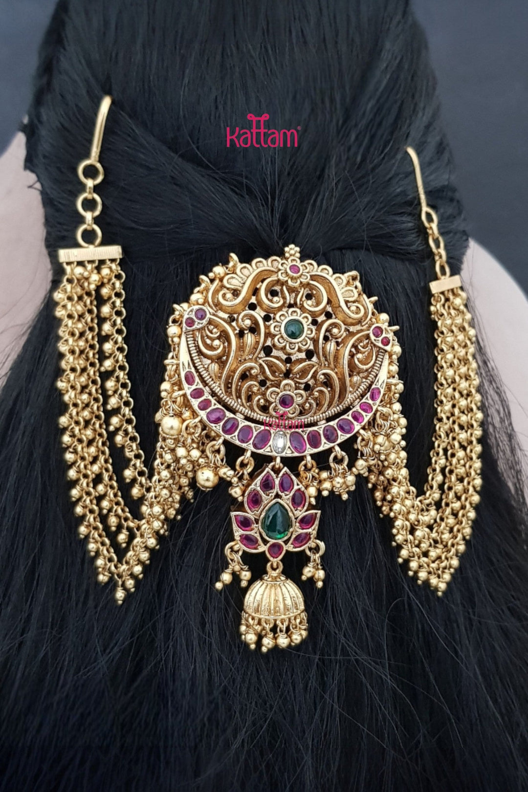 Halfmoon Multistone Floral Bun Billai - Design 46 - JB188