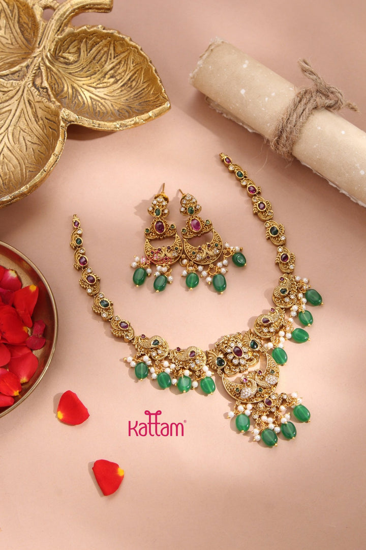 Halfmoon Peacock Dollar Necklace - N3338