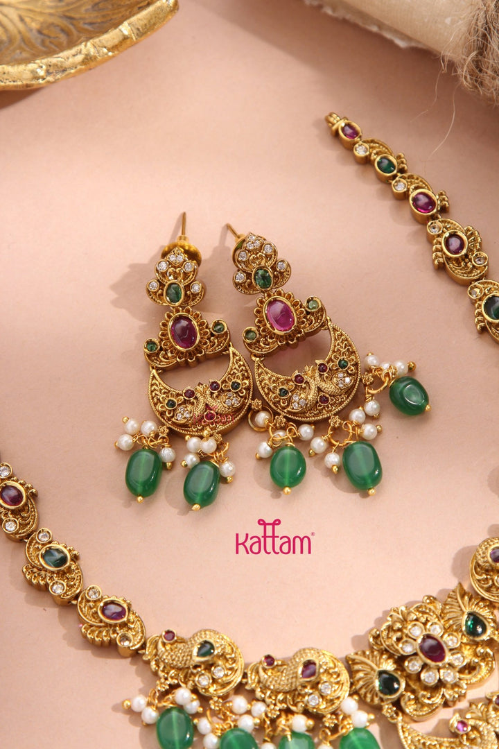 Halfmoon Peacock Dollar Necklace - N3338