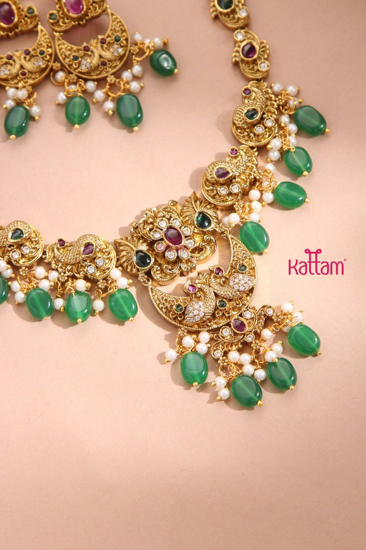 Halfmoon Peacock Dollar Necklace - N3338