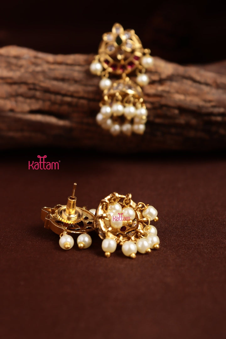 Halfmoon Star Pearl Jhumka - E1353