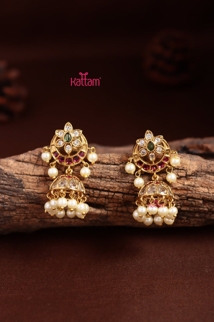 Halfmoon Star Pearl Jhumka - E1353