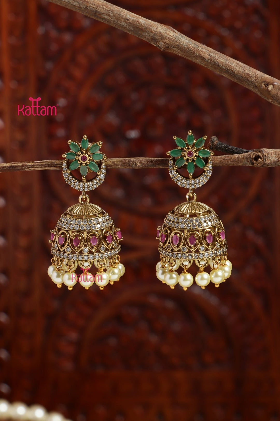 Halfmoon Stone Jhumka - E1191
