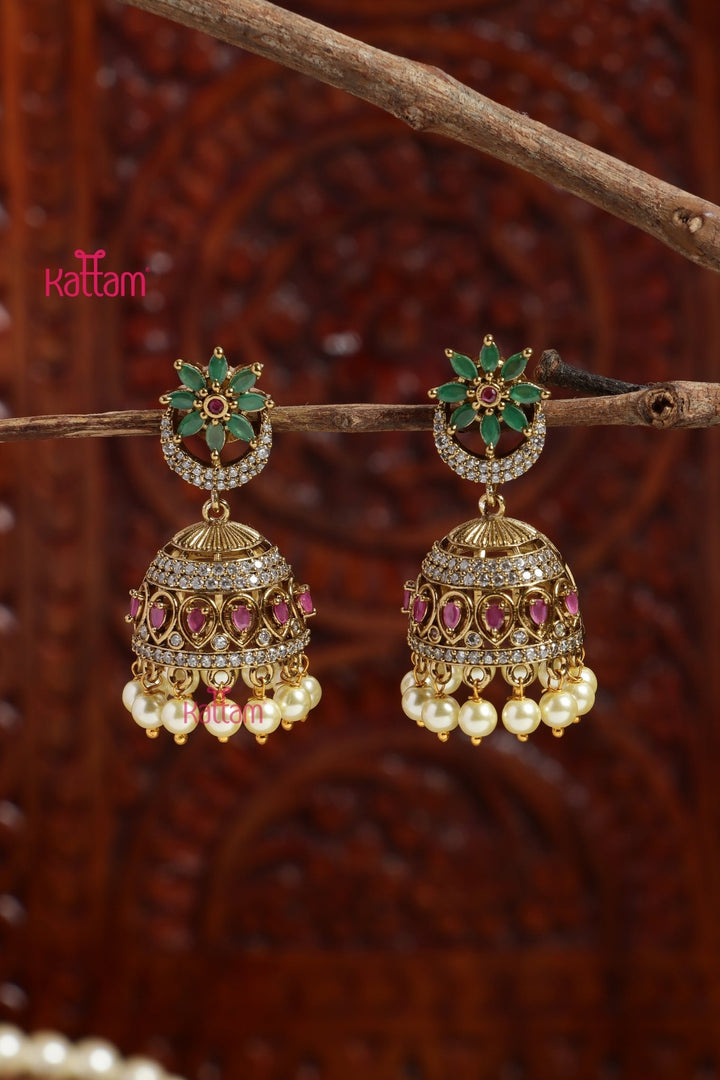 Halfmoon Stone Jhumka - E1191
