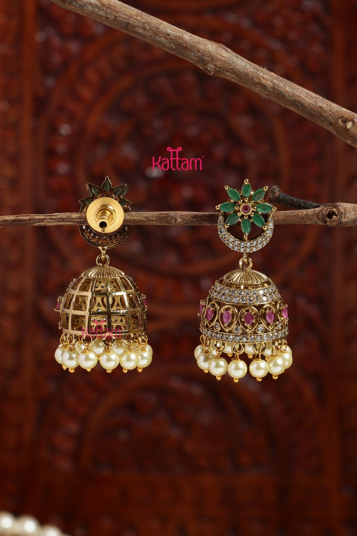 Halfmoon Stone Jhumka - E1191