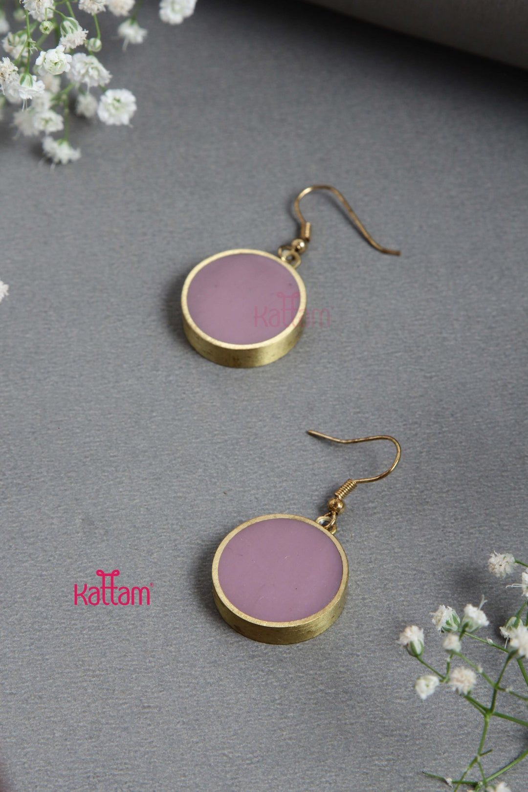 Handcrafted Brass Resin Geometric Shape CircleEarring - E826