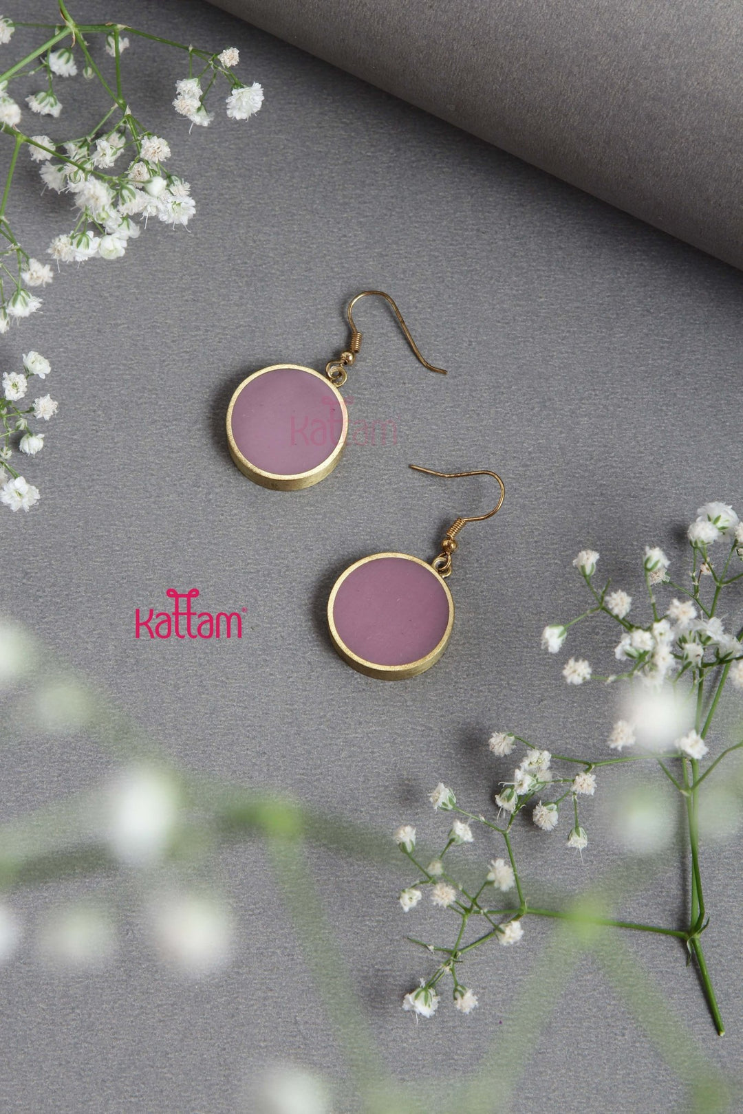 Handcrafted Brass Resin Geometric Shape CircleEarring - E826