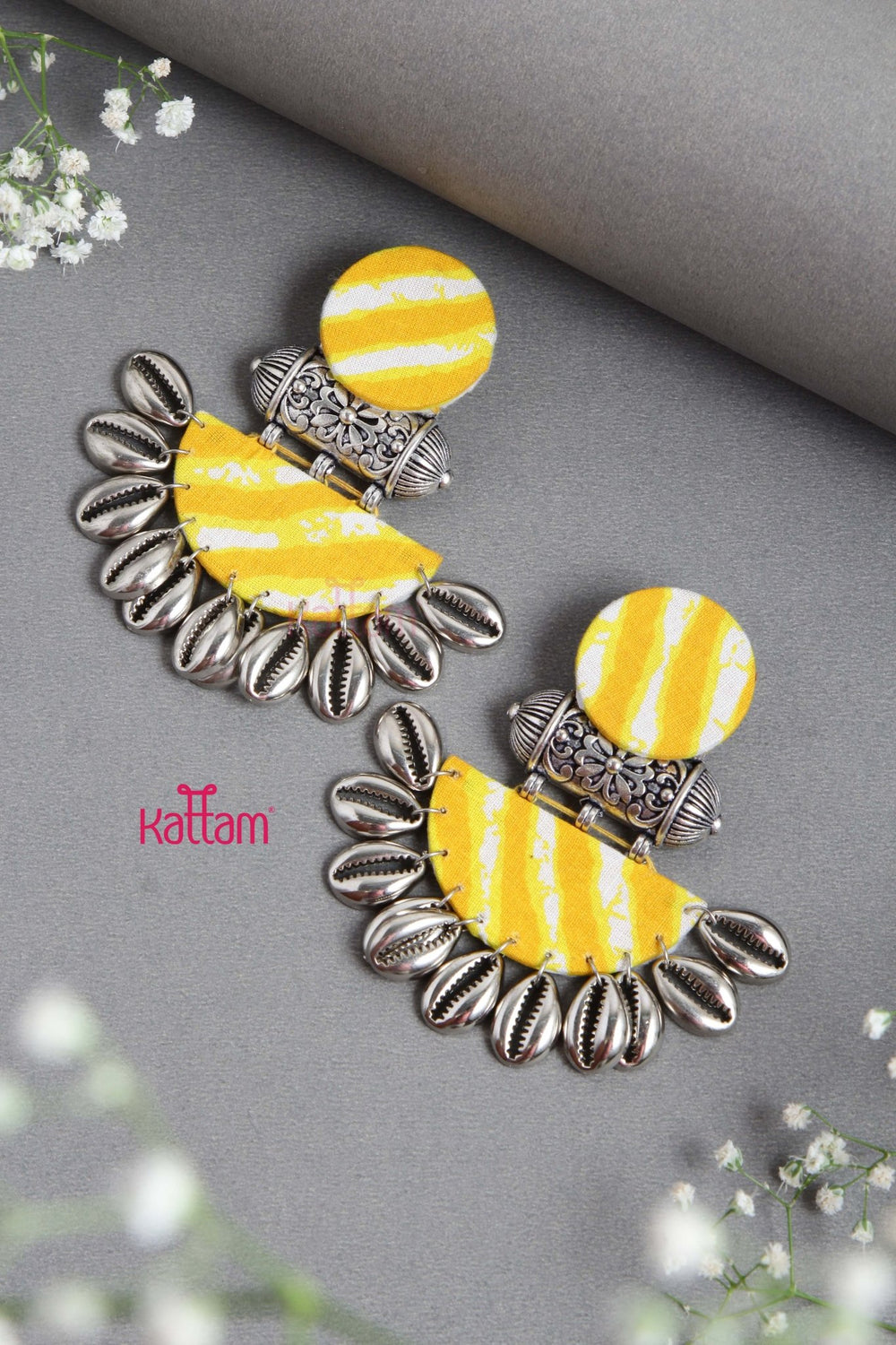 Handcrafted Light Weight Yellow Bandhani Earring  - E852 