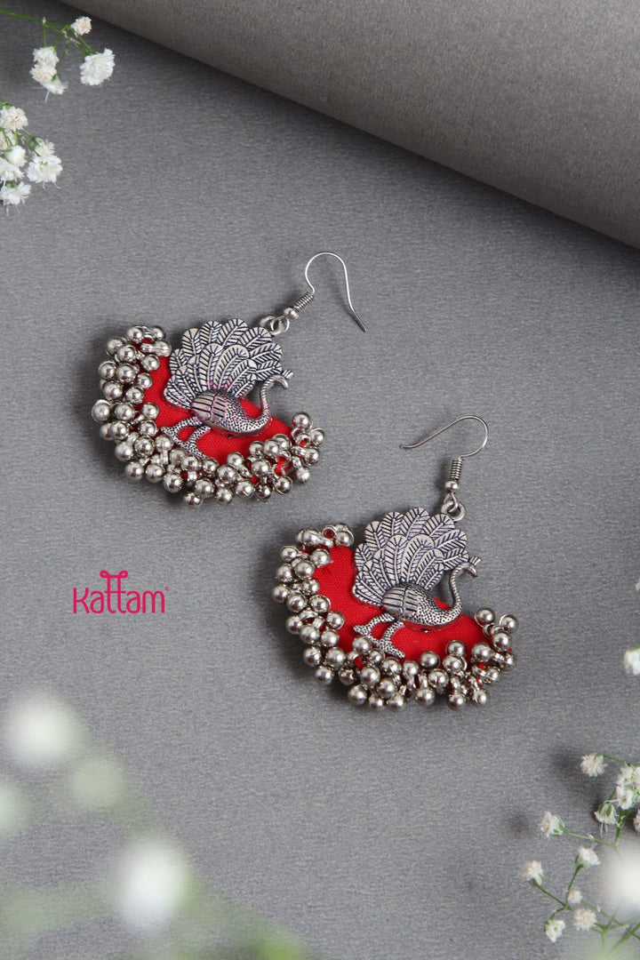 Handcrafted Peacock Ghungroo Hook Earring - D2 - E838