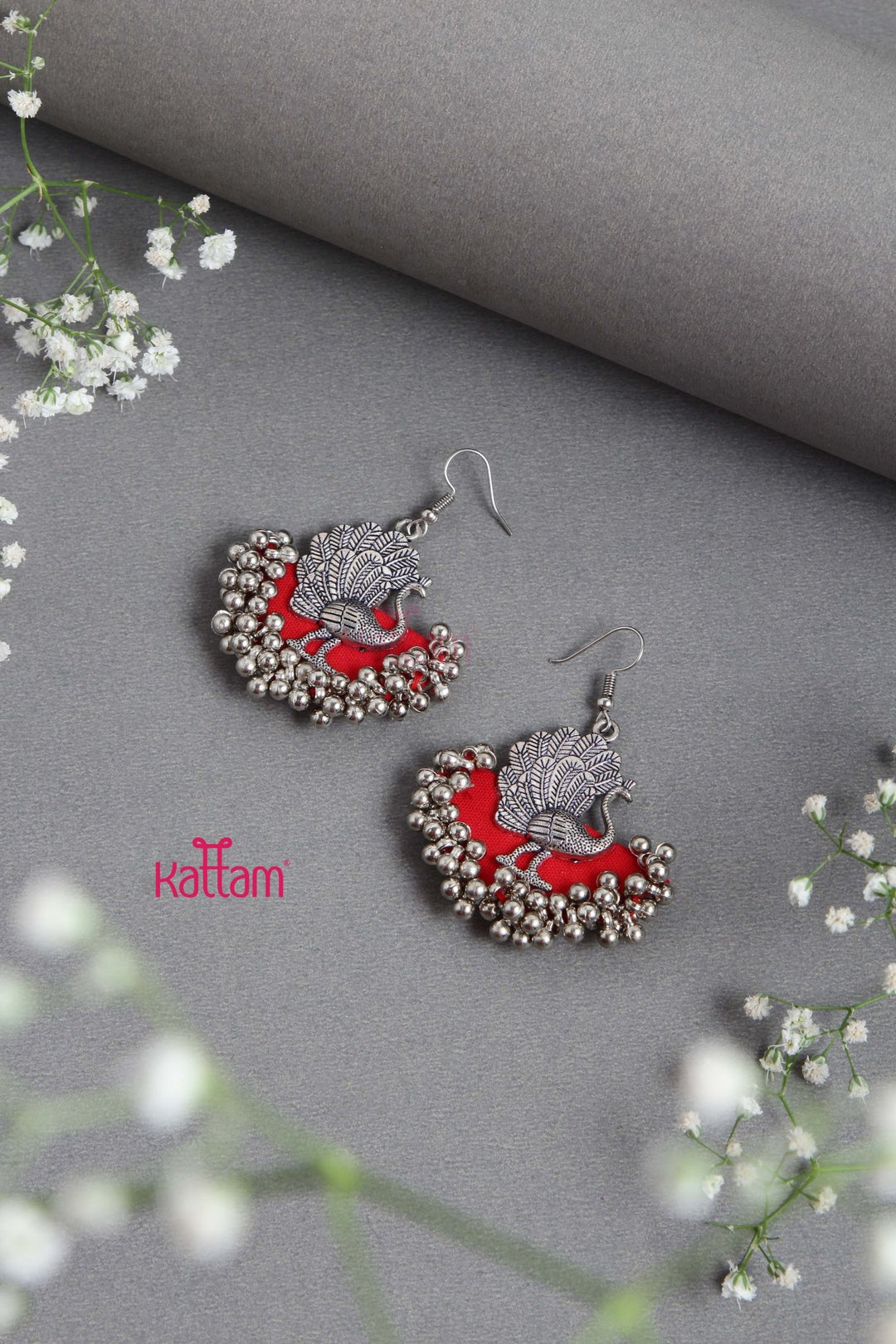 Handcrafted Peacock Ghungroo Hook Earring - D2 - E838