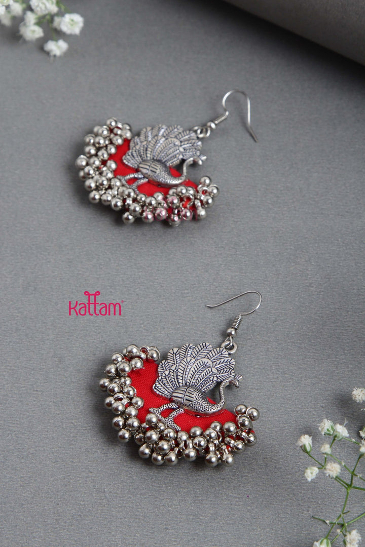 Handcrafted Peacock Ghungroo Hook Earring - D2 - E838
