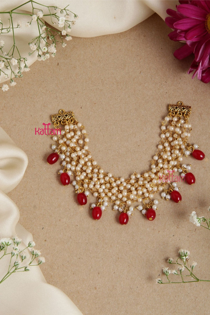 Handcrafted Pearl Maroon Necklace ( No Earrings ) - N2898