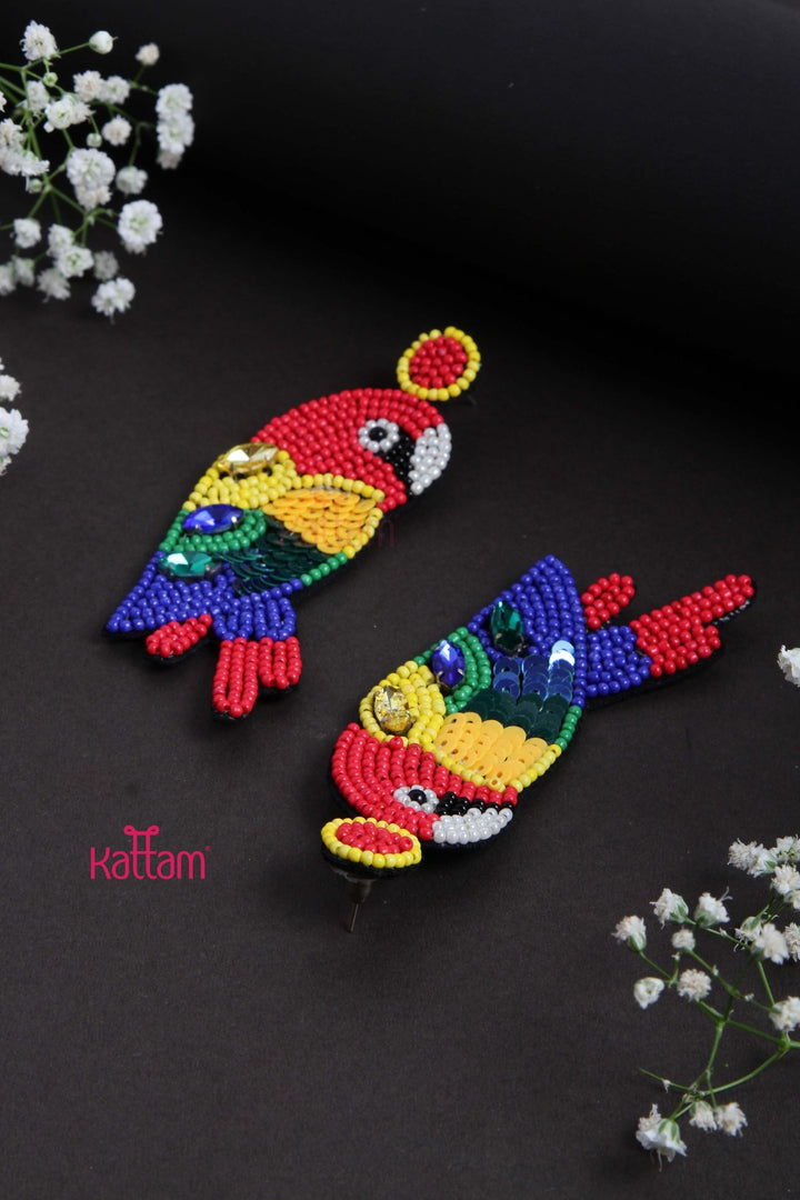 Handcrafted Sequence Parrot Earring - E849