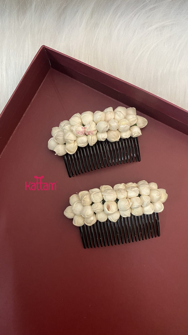 Handmade 3 Line Mallipoo Jasmine Hair Comb - Set of 2 - HA181