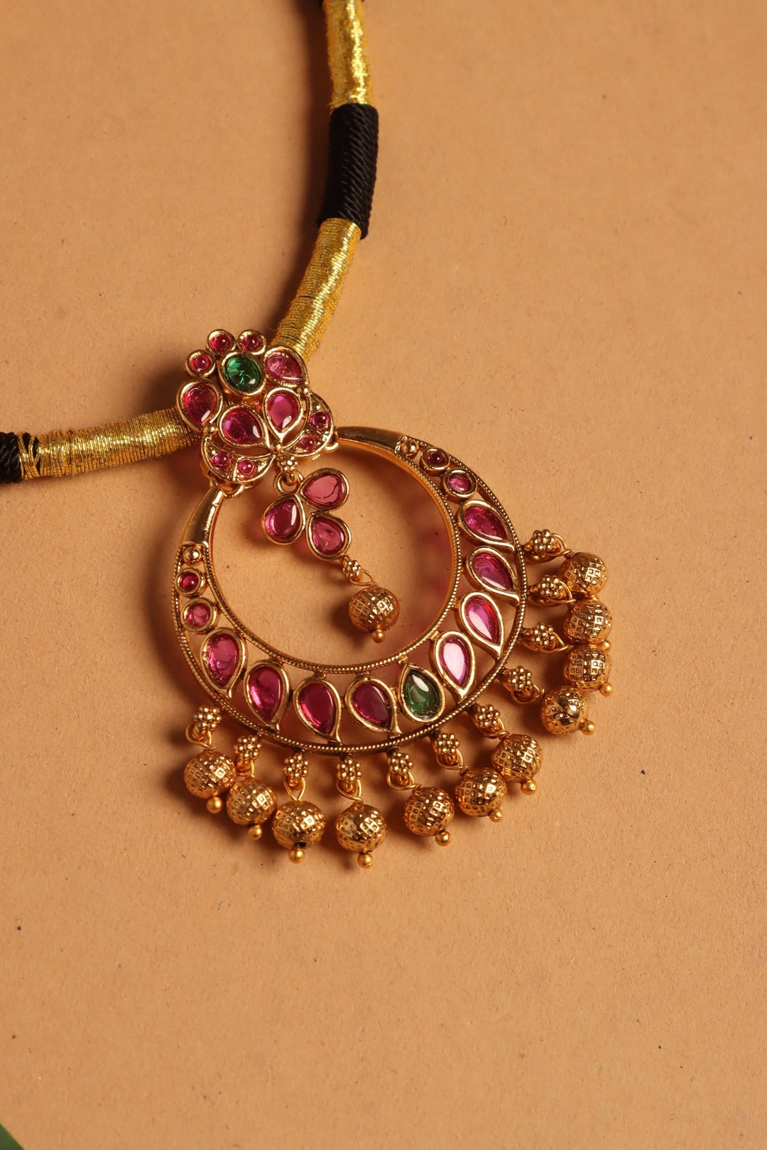 Handmade Chandbali Black Thread Choker - N4095