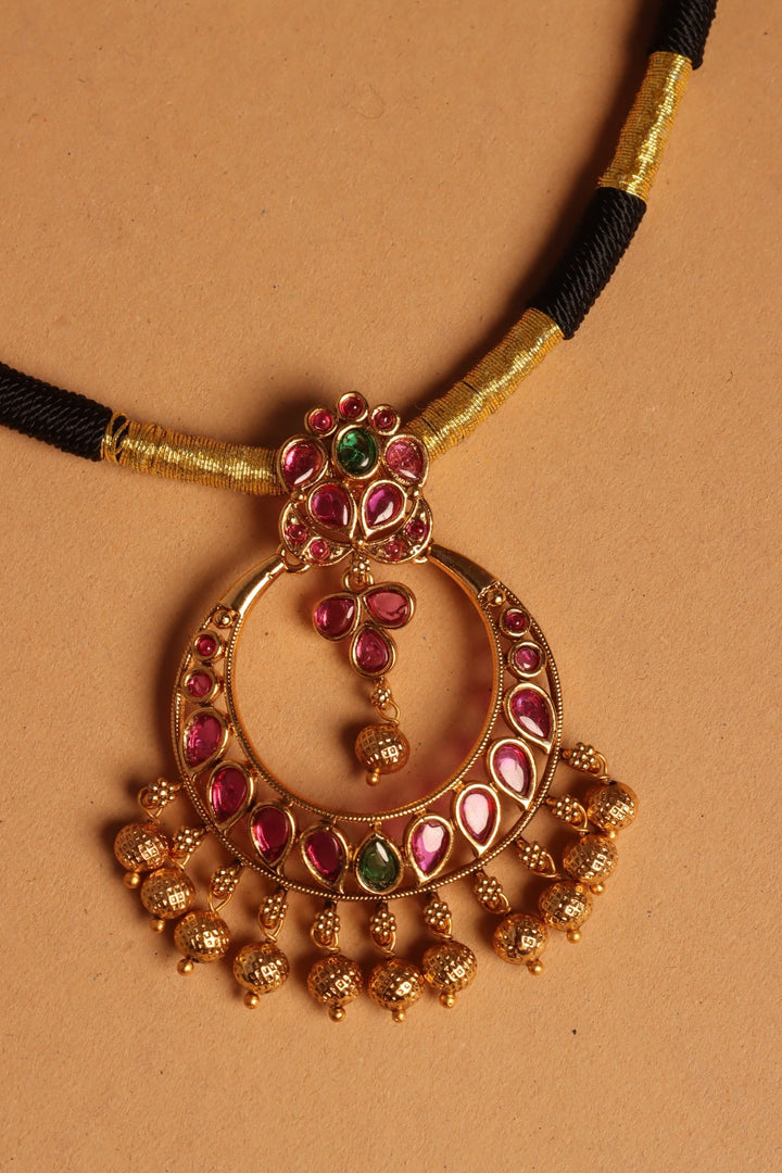 Handmade Chandbali Black Thread Choker - N4095