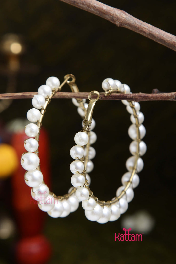 Handmade Pearl Hoop Earring - E886