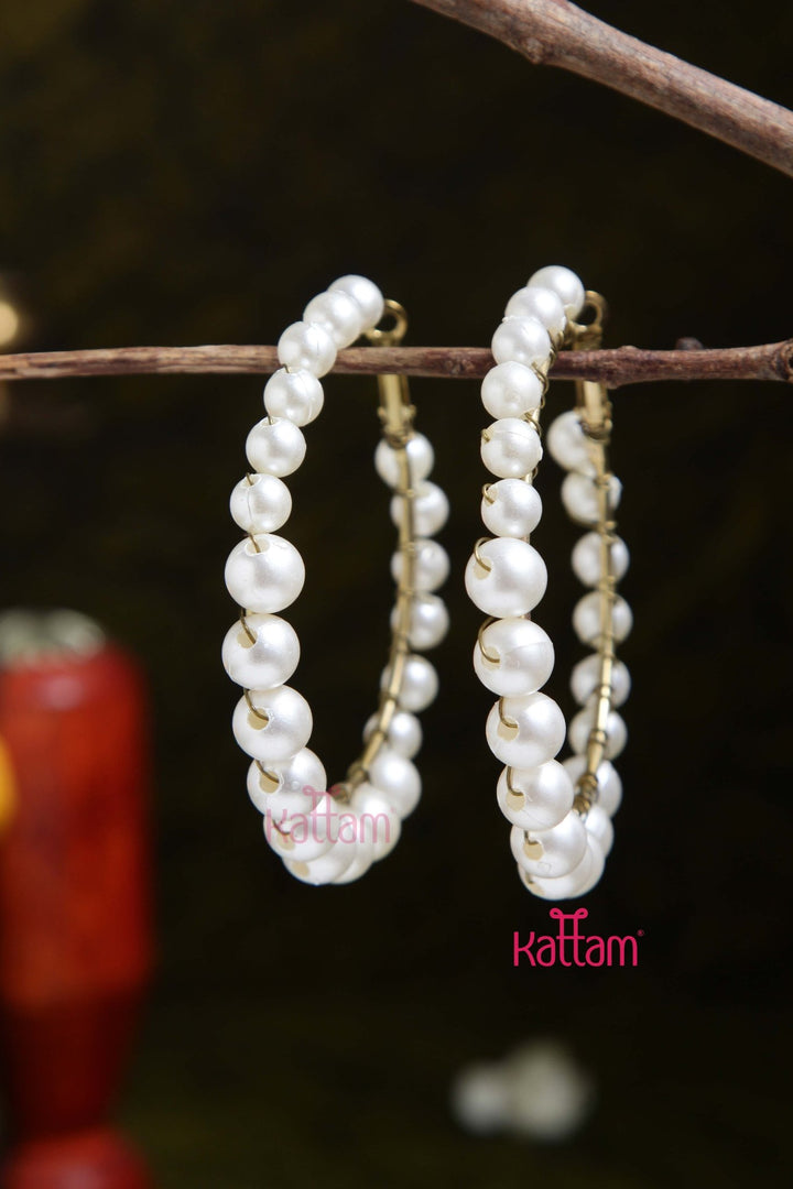 Handmade Pearl Hoop Earring - E886