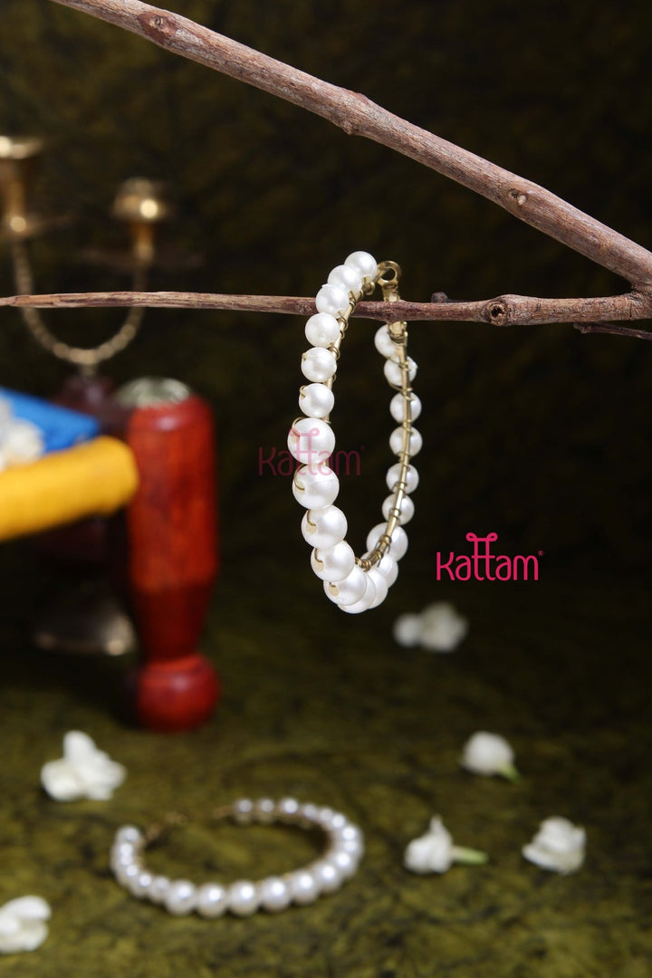 Handmade Pearl Hoop Earring - E886