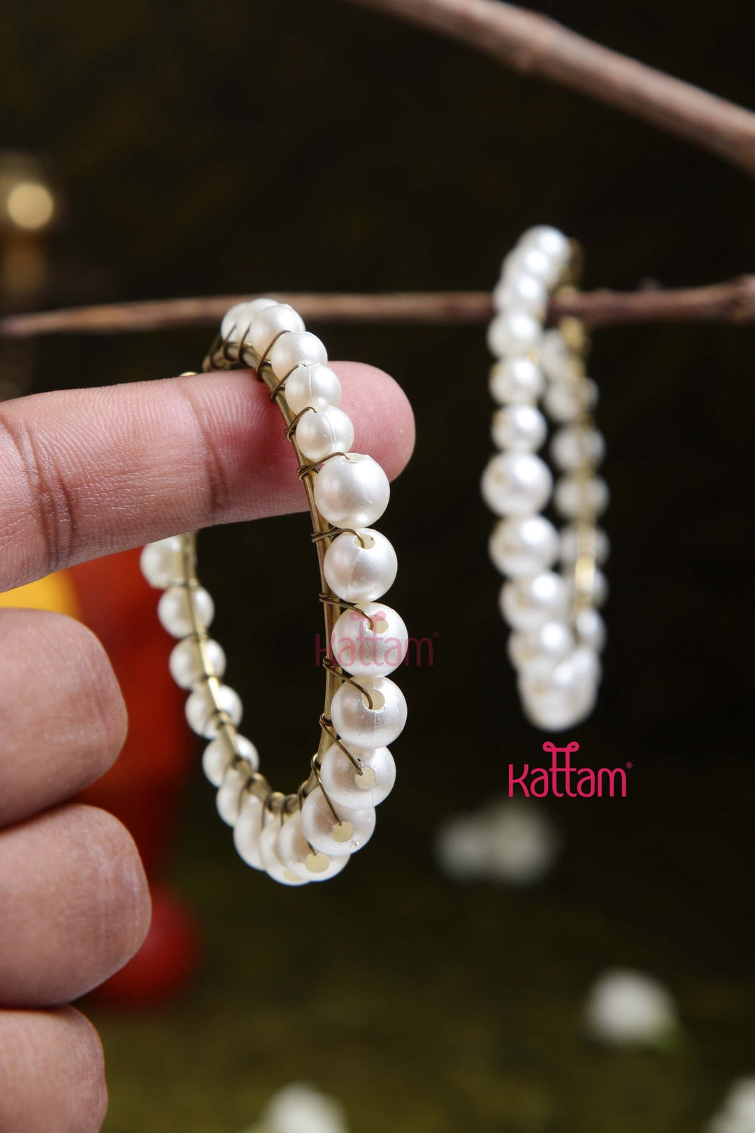 Handmade Pearl Hoop Earring - E886