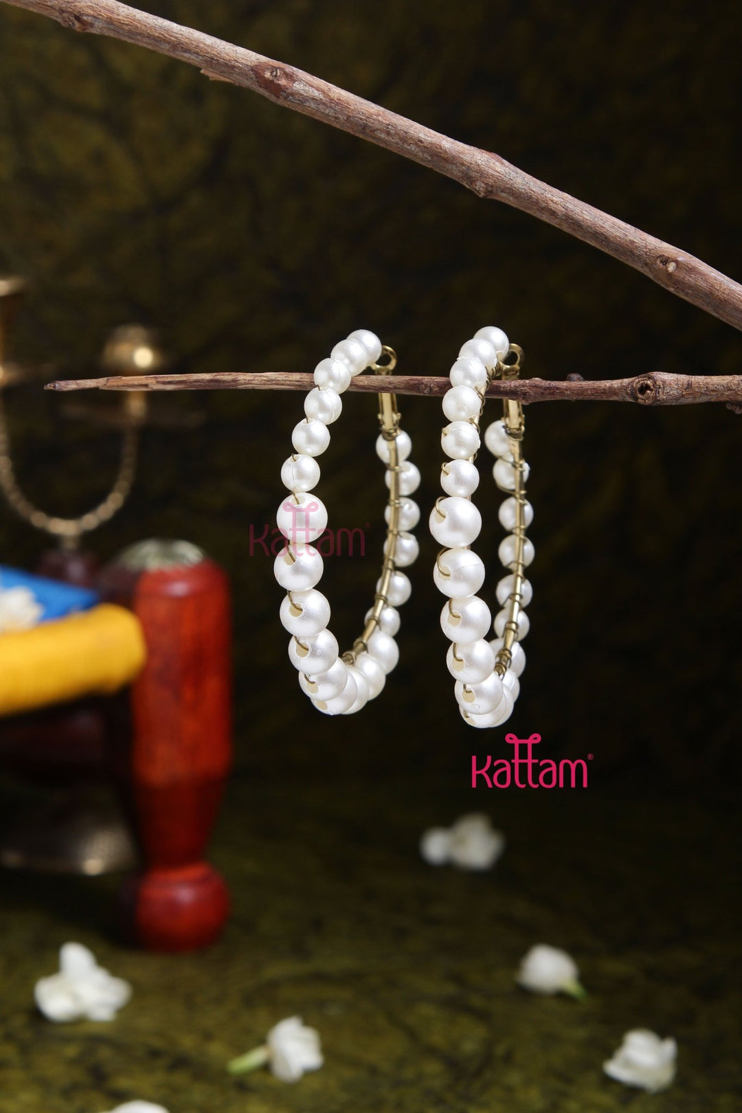 Handmade Pearl Hoop Earring - E886