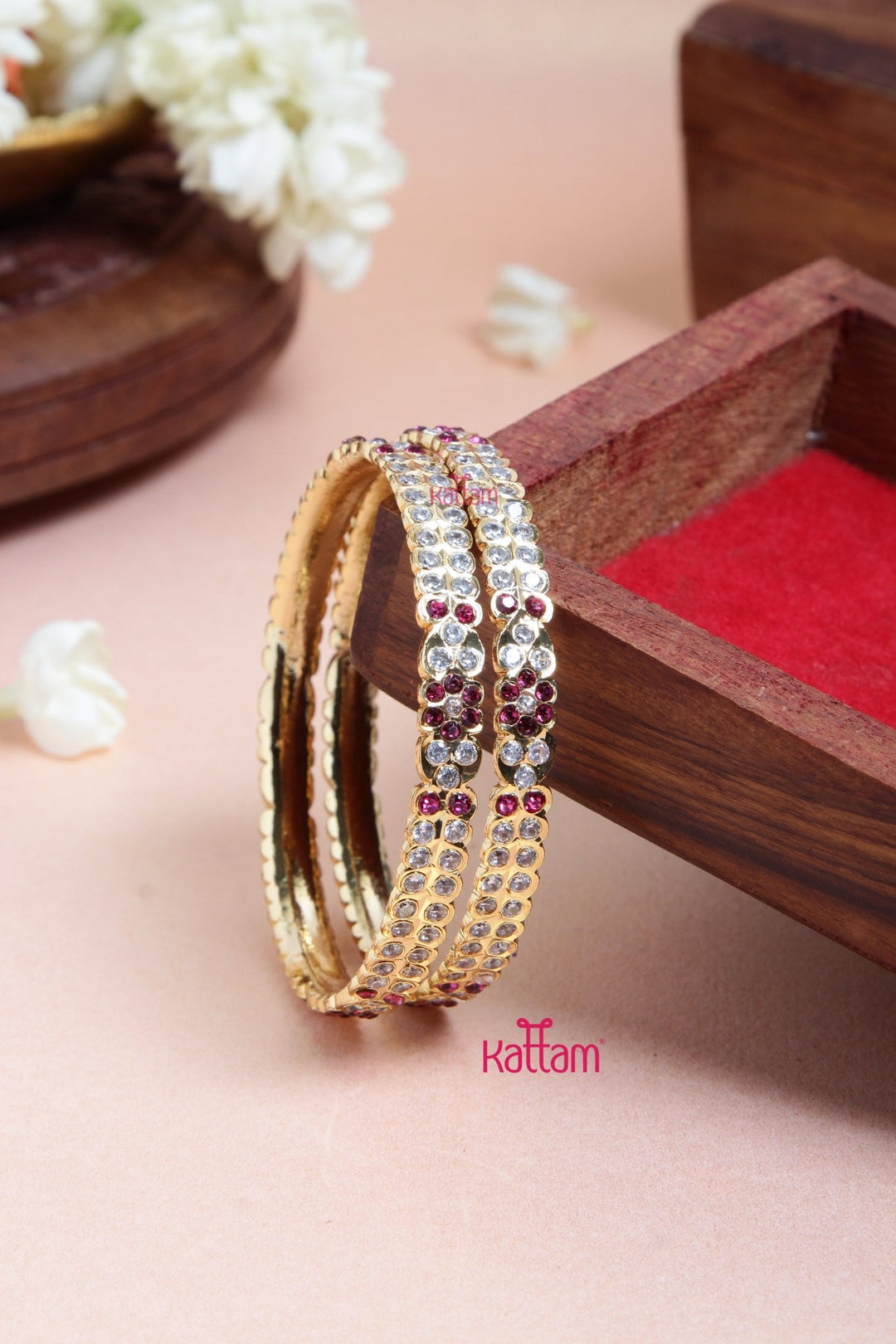 Handsetting Fuchsia Double Line Gati Bangle - B550 - V4