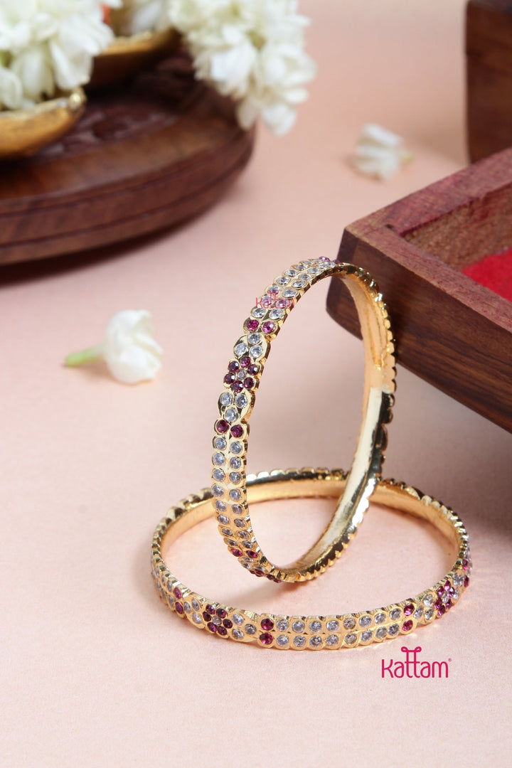 Handsetting Fuchsia Double Line Gati Bangle - B550 - V4