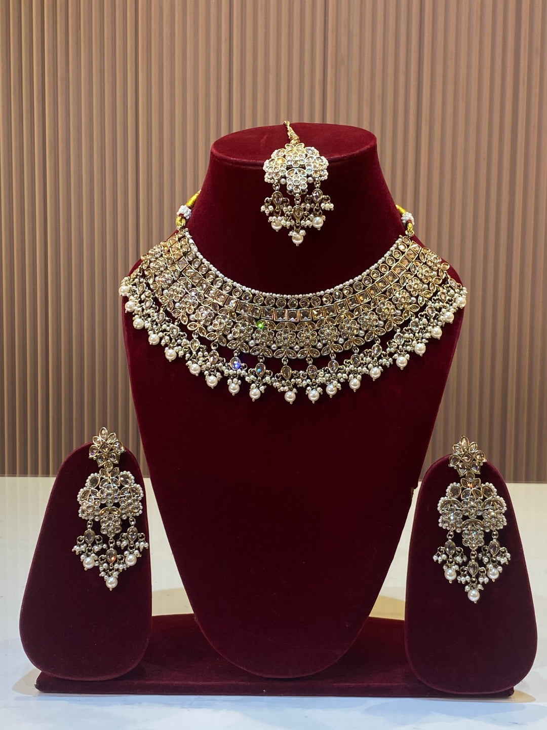 Harsha - White Bridal Choker Set with Tikka - SPN15